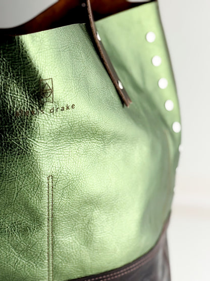 Midnight in Paris Collection | Market Tote | Emerald + Chocolate Truffle