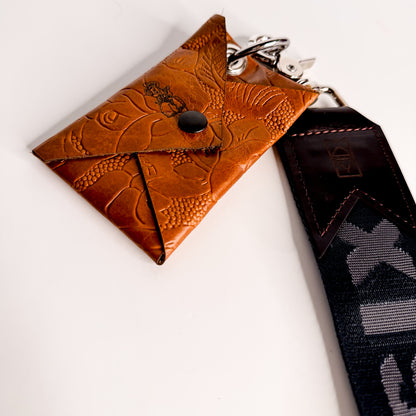 Steamboat Collection | Keychain | Leather Wallet Pouch Wristlet | Gold Embossed + Rocky