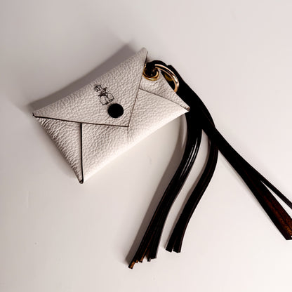 Steamboat Collection | Keychain | Leather Wallet Pouch + Tassel  | White Pebble + Rocky