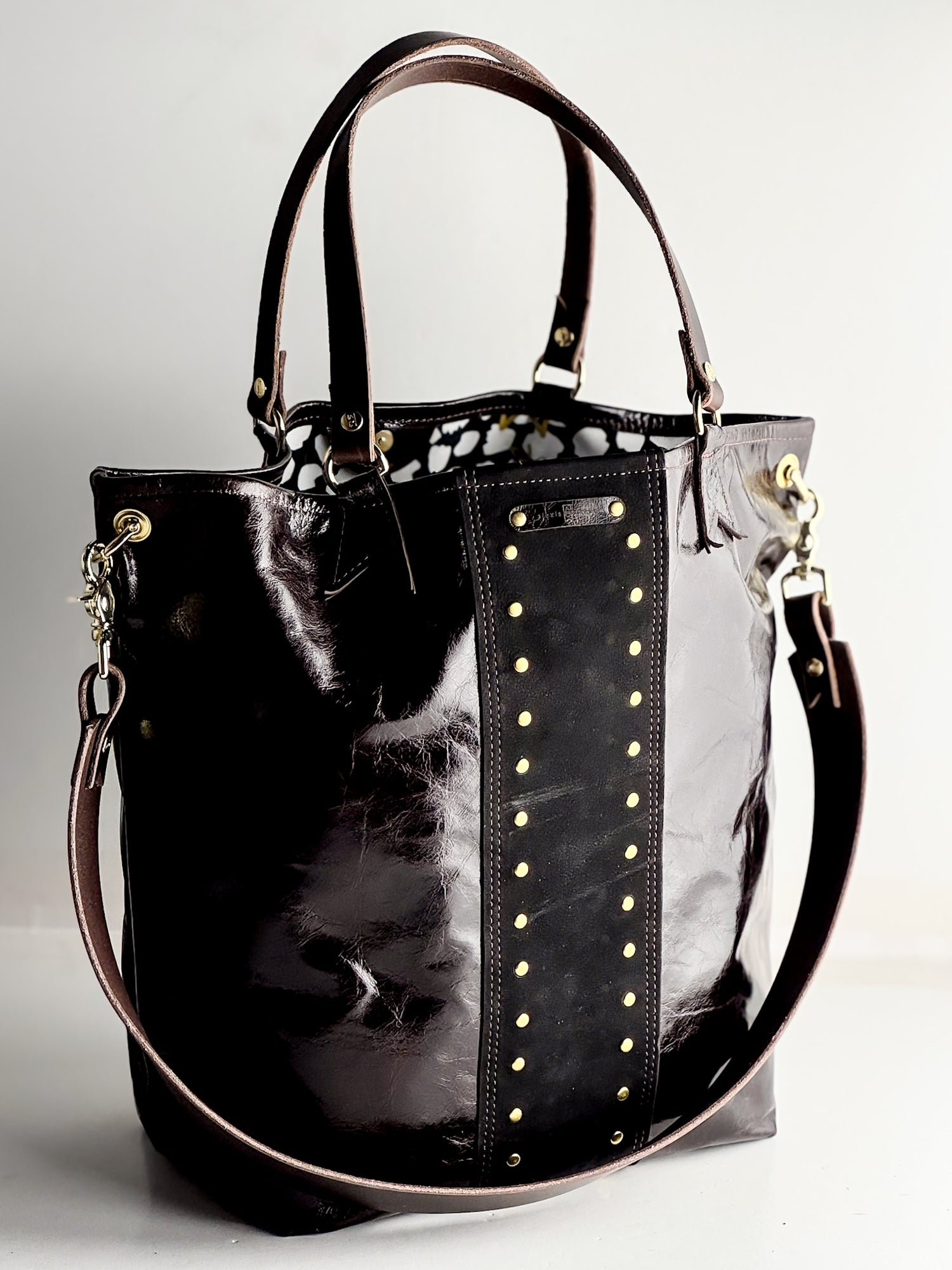 Midnight in Paris Collection | Lexington Shoulder Tote | Chocolate Truffle + Noir Suede