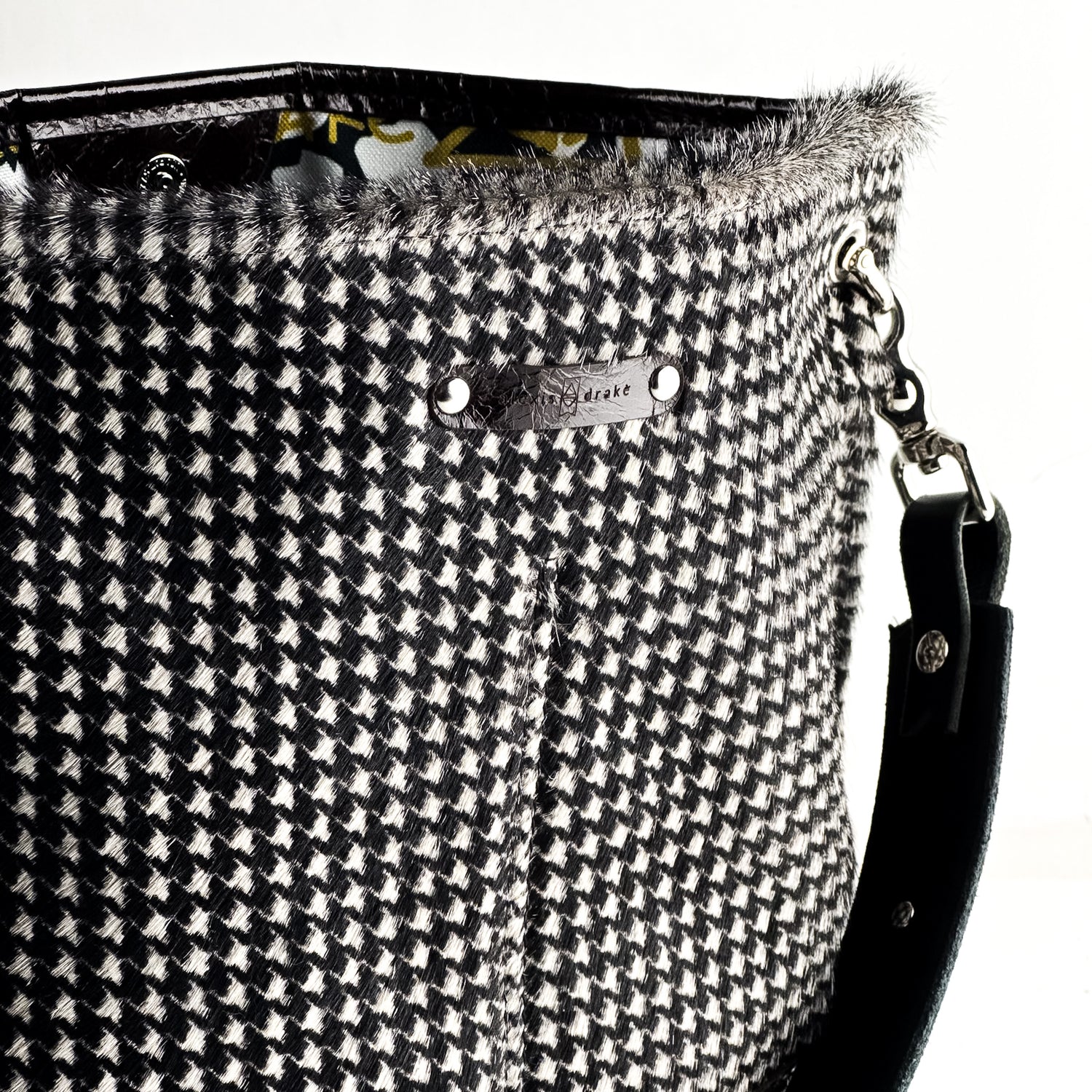 Midnight in Paris Collection | Tivoli Shoulder Tote | Houndstooth Hair-on-Hide + Chocolate Truffle