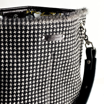 Midnight in Paris Collection | Tivoli Shoulder Tote | Houndstooth Hair-on-Hide + Chocolate Truffle