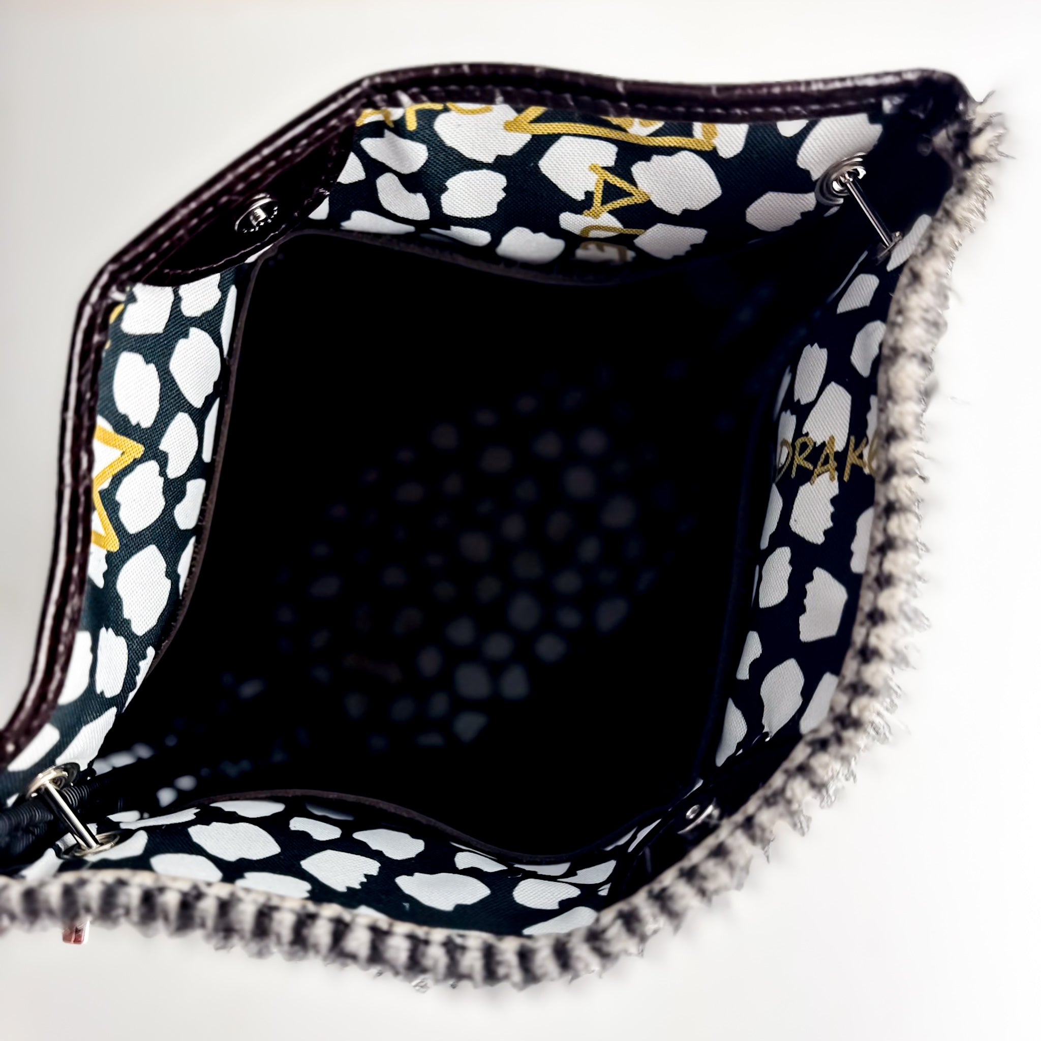 Midnight in Paris Collection | Tivoli Shoulder Tote | Houndstooth Hair-on-Hide + Chocolate Truffle