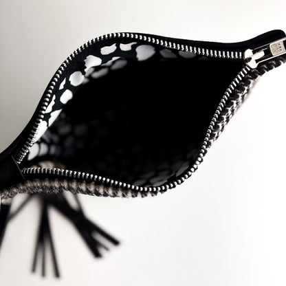 Midnight in Paris Collection | Jackie Clutch | Houndstooth Hair-on-Hide + Noir Suede