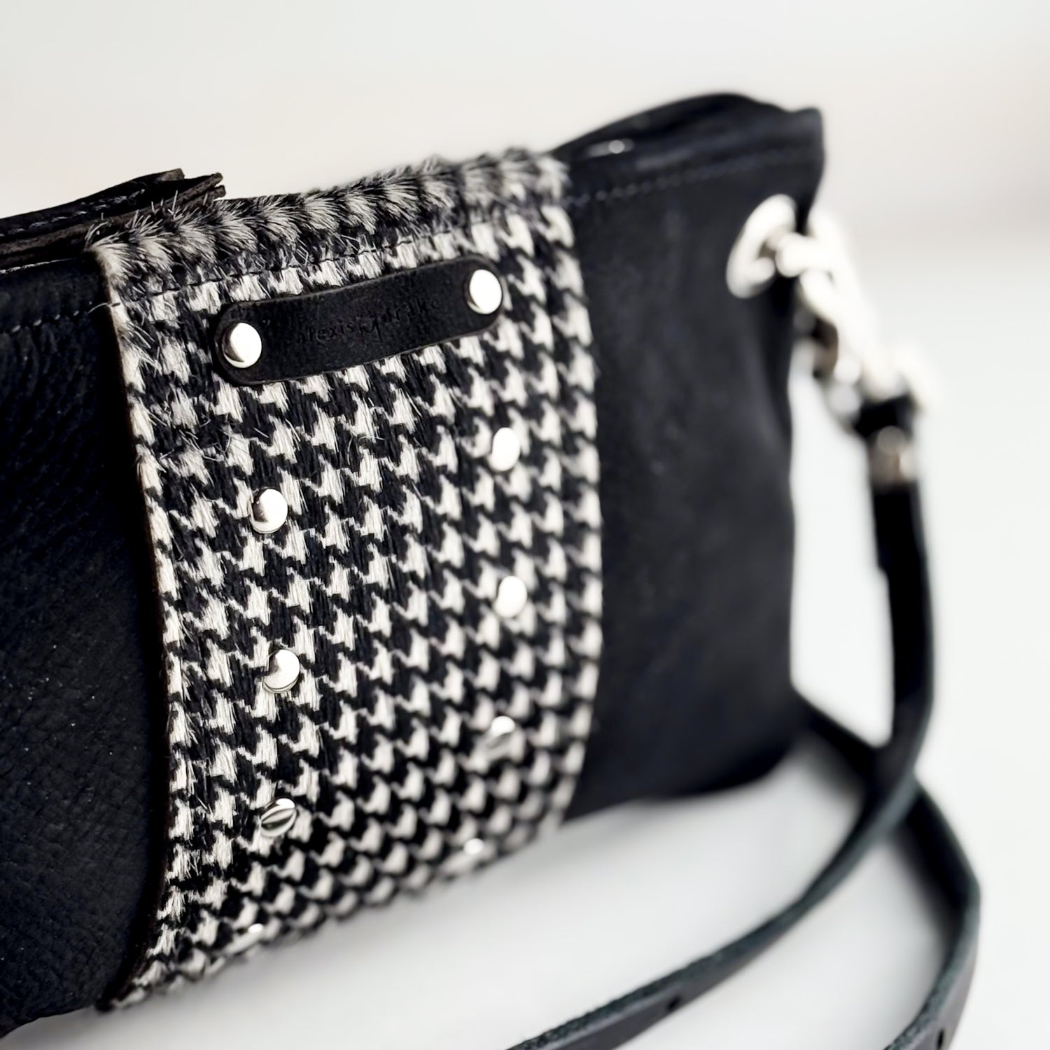 Midnight in Paris Collection | Belt Bag Clutch + Crossbody | Noir Suede + Houndstooth