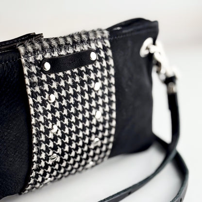 Midnight in Paris Collection | Belt Bag Clutch + Crossbody | Noir Suede + Houndstooth