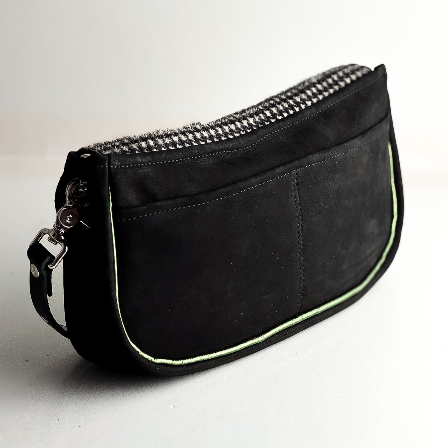 Midnight in Paris Collection | Adri Shoulder Tote | Houndstooth Hair-on-Hide + Noir Suede