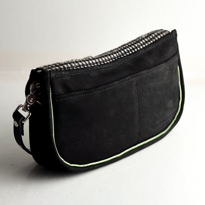 Midnight in Paris Collection | Adri Shoulder Tote | Houndstooth Hair-on-Hide + Noir Suede