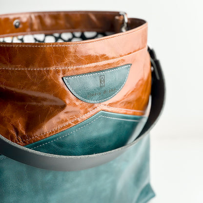 Western Woods Collection | Eleanor Shoulder Tote | Bourbon + Teal Spruce