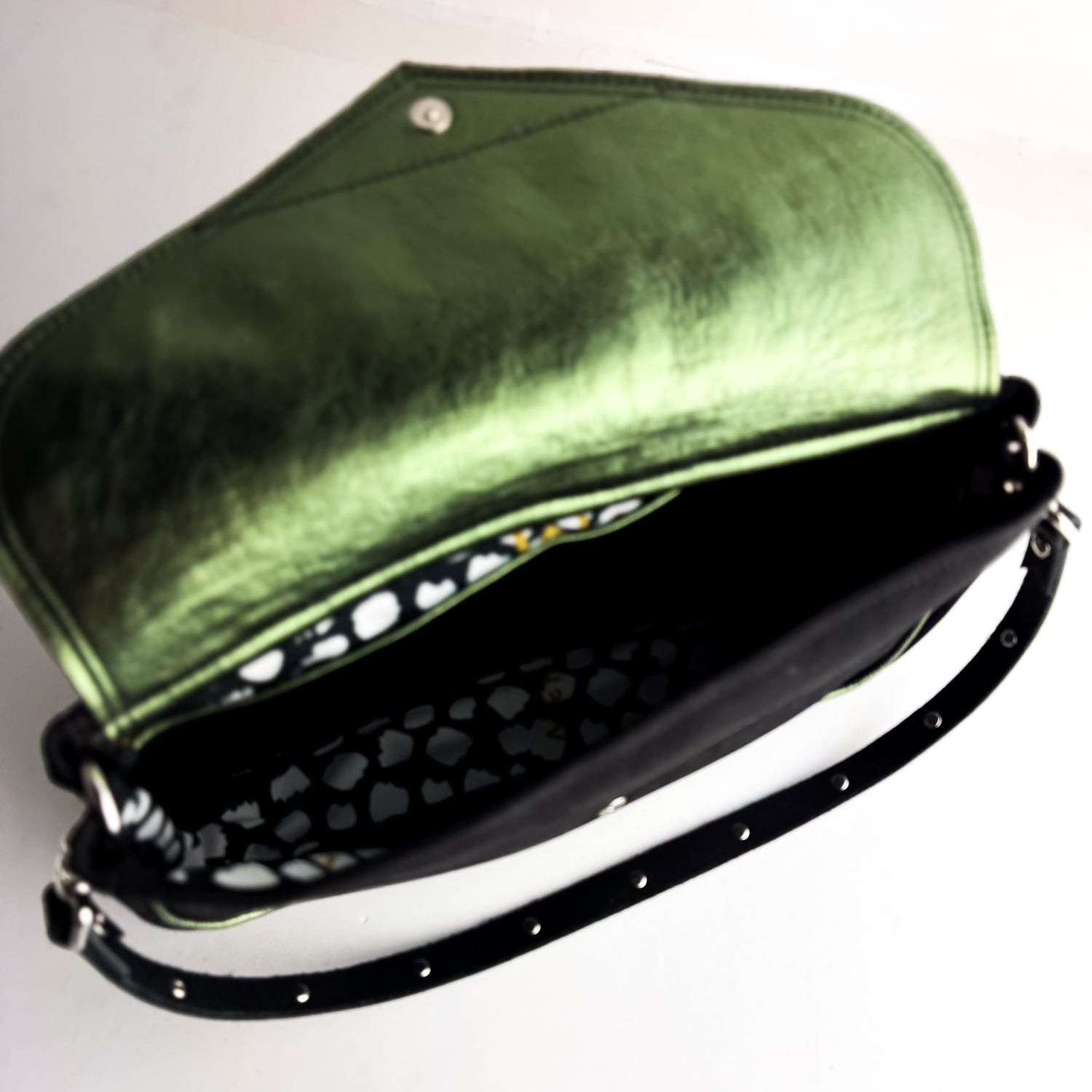 Midnight in Paris Collection | Adri Shoulder Tote | Houndstooth Hair-on-Hide + Noir Suede