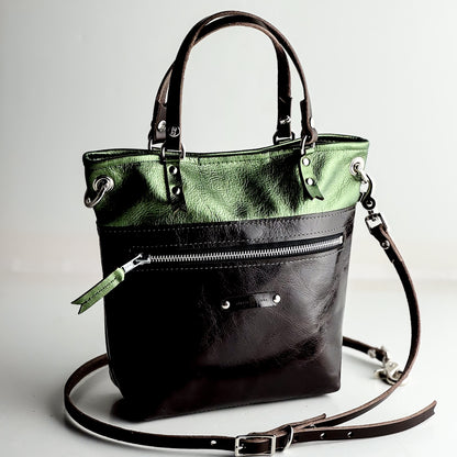 Midnight in Paris Collection | Amika Satchel + Crossbody | Emerald + Chocolate Truffle