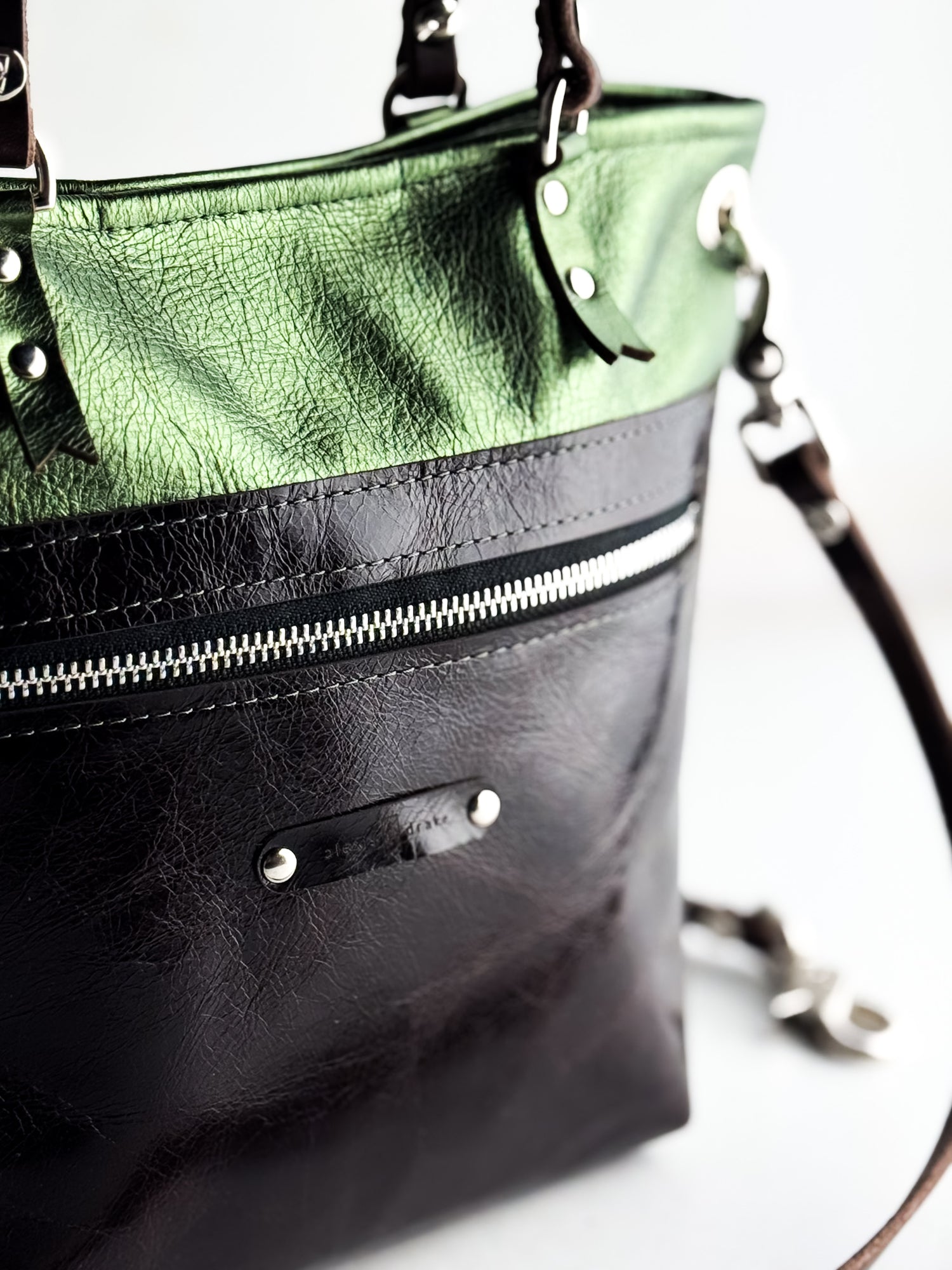 Midnight in Paris Collection | Amika Satchel + Crossbody | Emerald + Chocolate Truffle