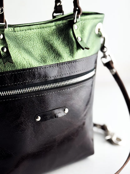 Midnight in Paris Collection | Amika Satchel + Crossbody | Emerald + Chocolate Truffle