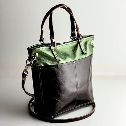 Midnight in Paris Collection | Amika Satchel + Crossbody | Emerald + Chocolate Truffle