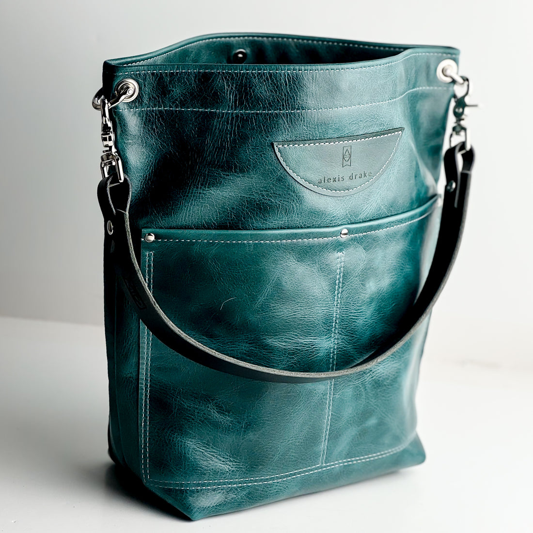 Western Woods Collection | Train Shoulder Tote | Teal Spruce