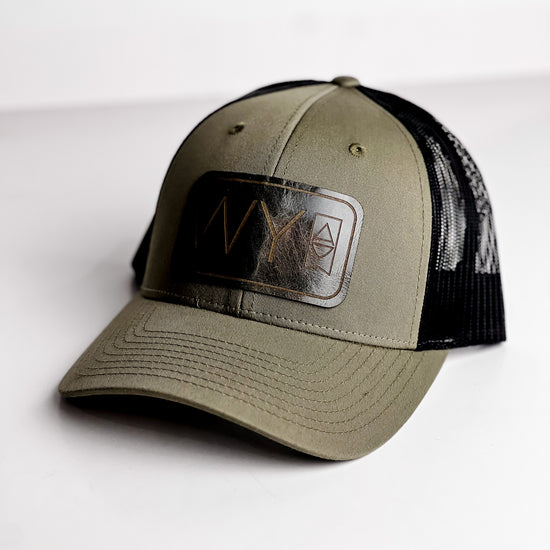 WY Trucker Hat | Olive + Gray Patch