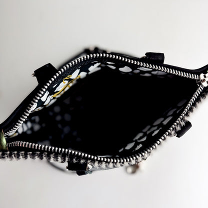 Midnight in Paris Collection | Coco Satchel + Crossbody | Houndstooth Hair-on-Hide + Noir Suede