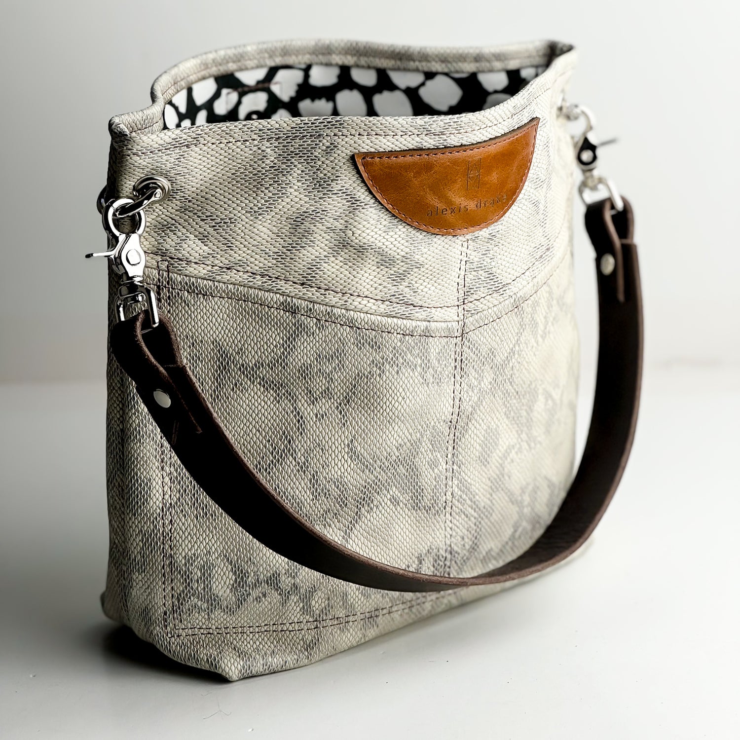 Western Woods Collection | V-Tivoli Shoulder Tote | Winter Python