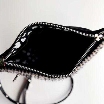 Midnight in Paris Collection | Sophie Crossbody | Houndstooth Hair-on-Hide + Noir Suede