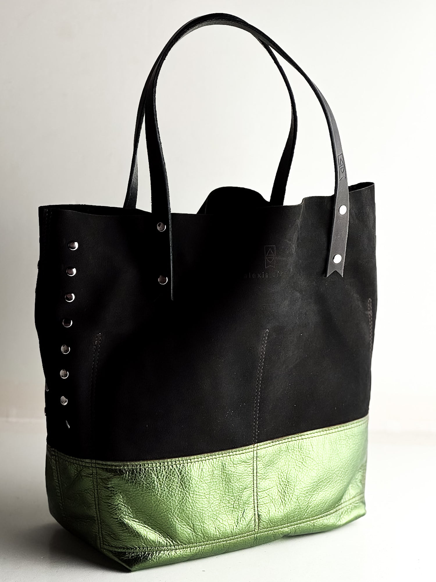 Midnight in Paris Collection | Market Tote |  Emerald + Noir Suede