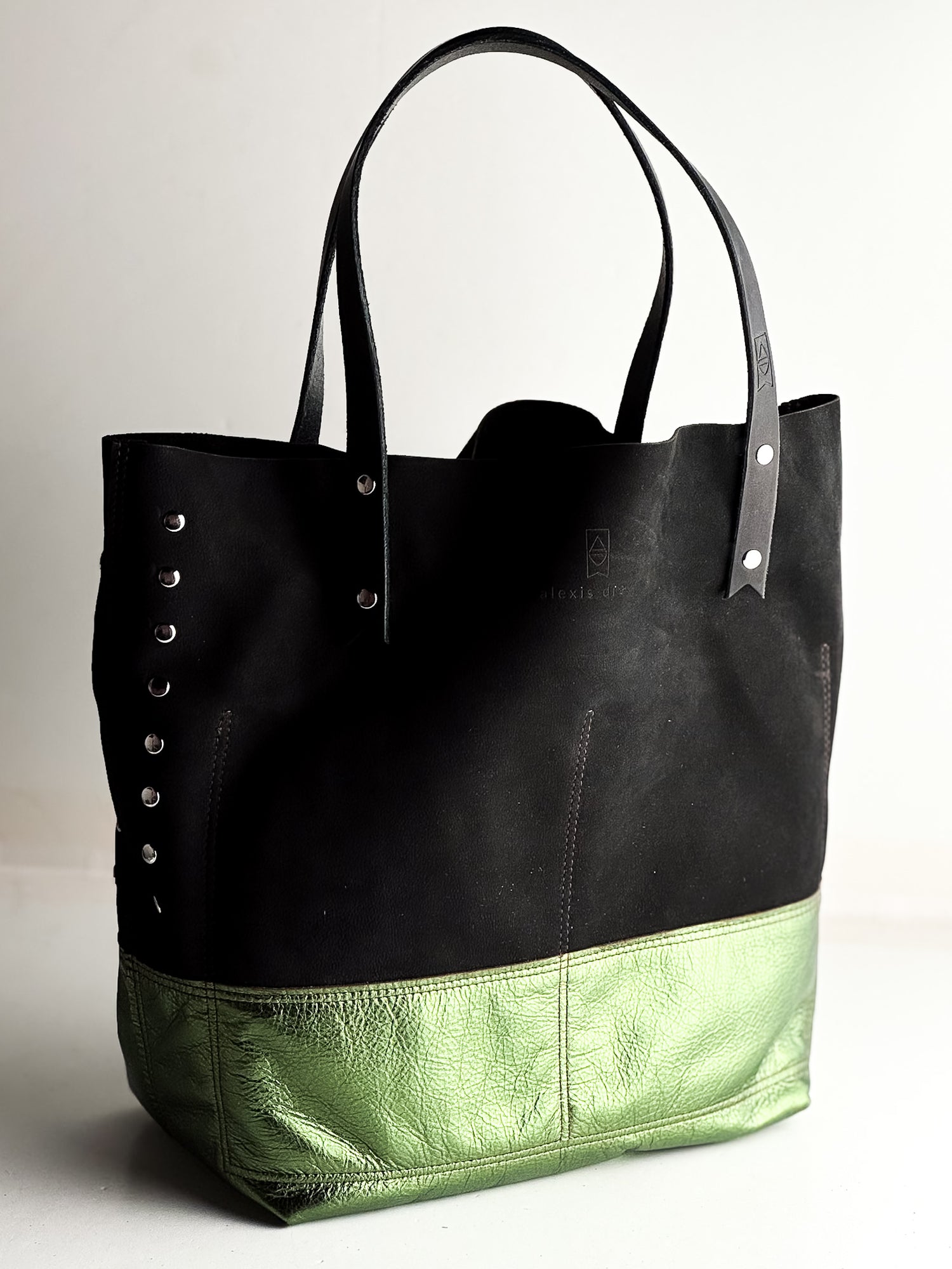 Midnight in Paris Collection | Market Tote |  Emerald + Noir Suede