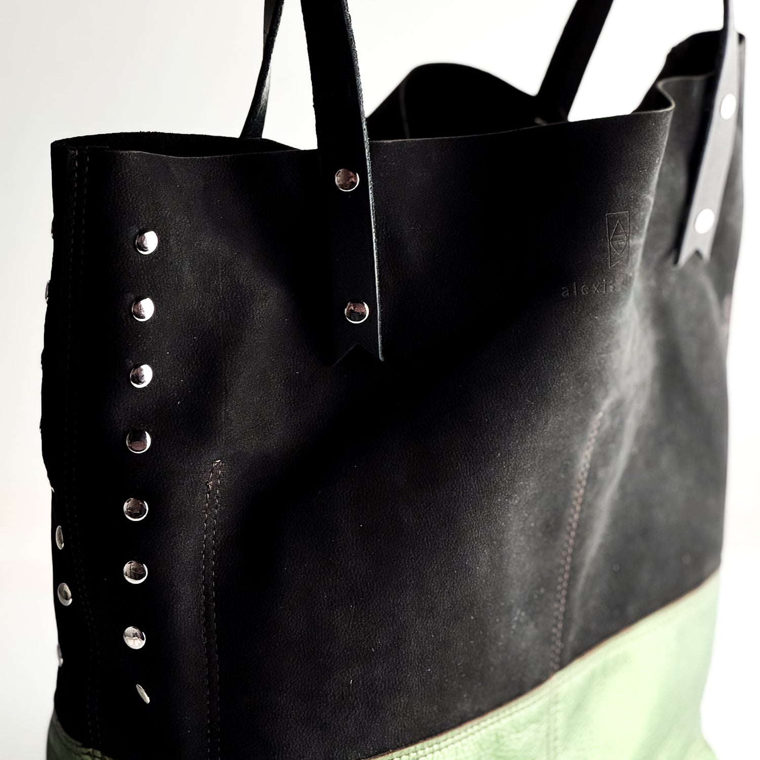Midnight in Paris Collection | Market Tote |  Emerald + Noir Suede