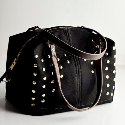 Midnight in Paris Collection | Ruthie Satchel + Shoulder Tote | Noir Suede