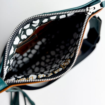 Western Woods Collection | Jackie Crossbody | Bourbon + Teal Spruce