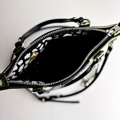 Midnight in Paris Collection | Coco Satchel + Crossbody | Emerald + Noir Suede