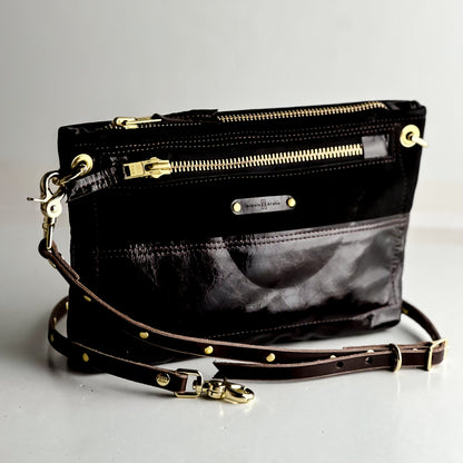 Midnight in Paris Collection | Sophie Crossbody | Noir Suede + Chocolate Truffle
