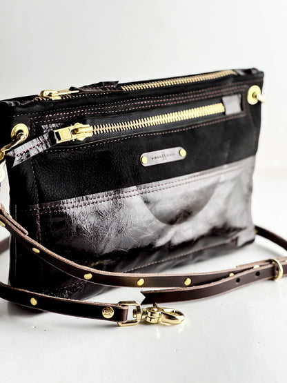 Midnight in Paris Collection | Sophie Crossbody | Noir Suede + Chocolate Truffle