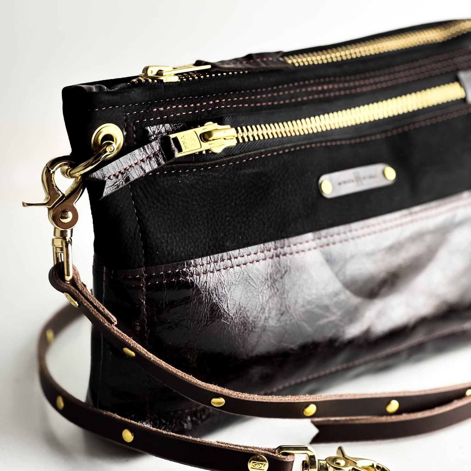 Midnight in Paris Collection | Sophie Crossbody | Noir Suede + Chocolate Truffle