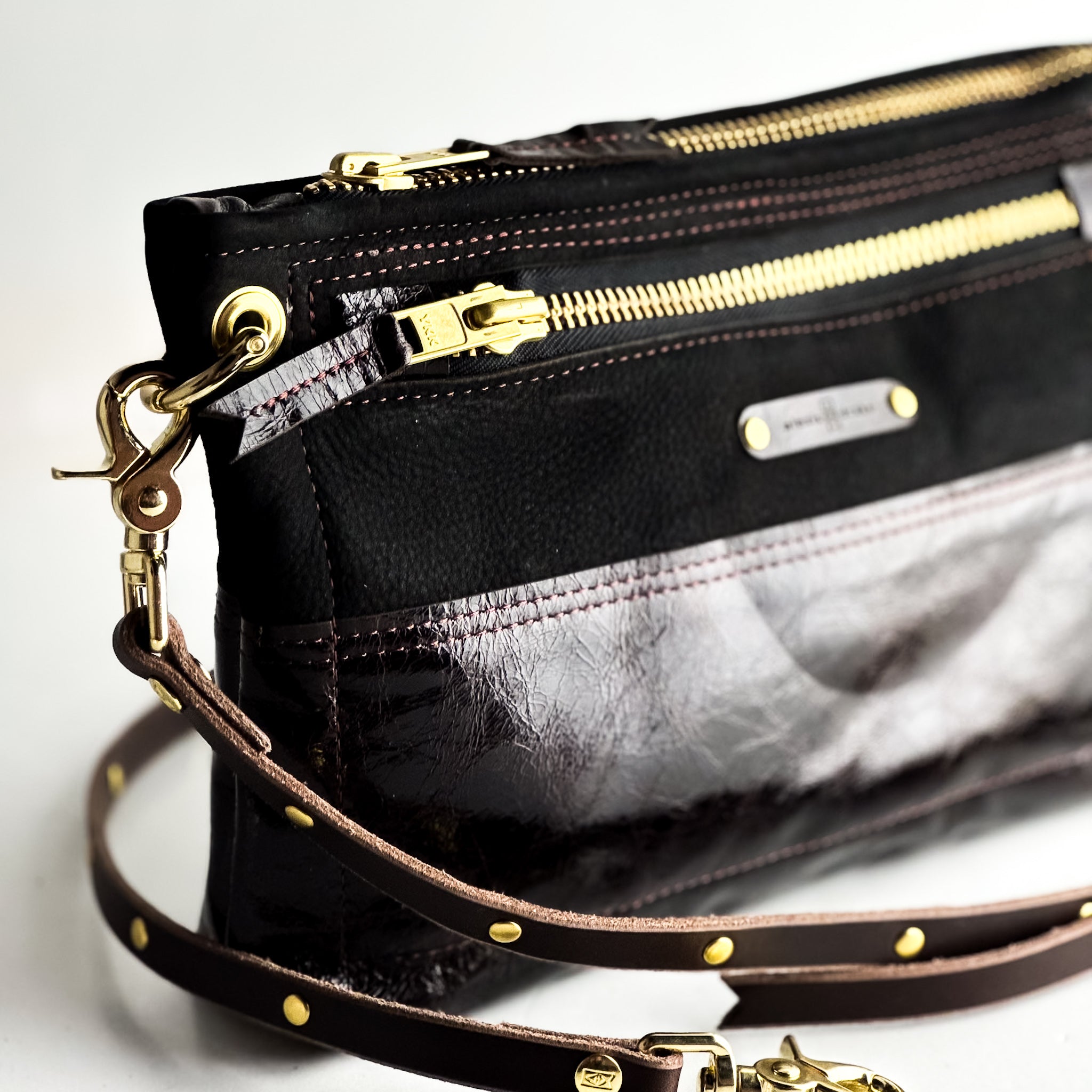 Midnight in Paris Collection | Sophie Crossbody | Noir Suede + Chocolate Truffle