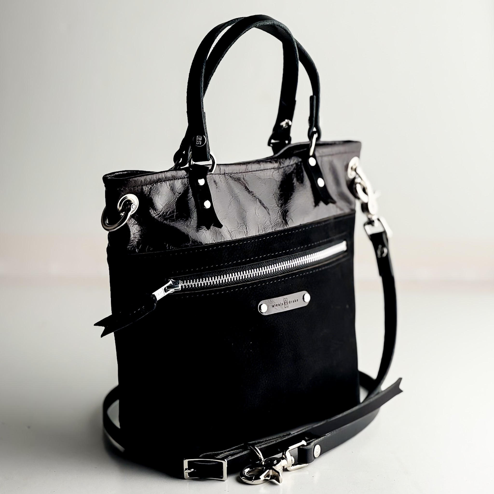 Midnight in Paris Collection | Amika Satchel + Crossbody | Chocolate Truffle + Noir Suede