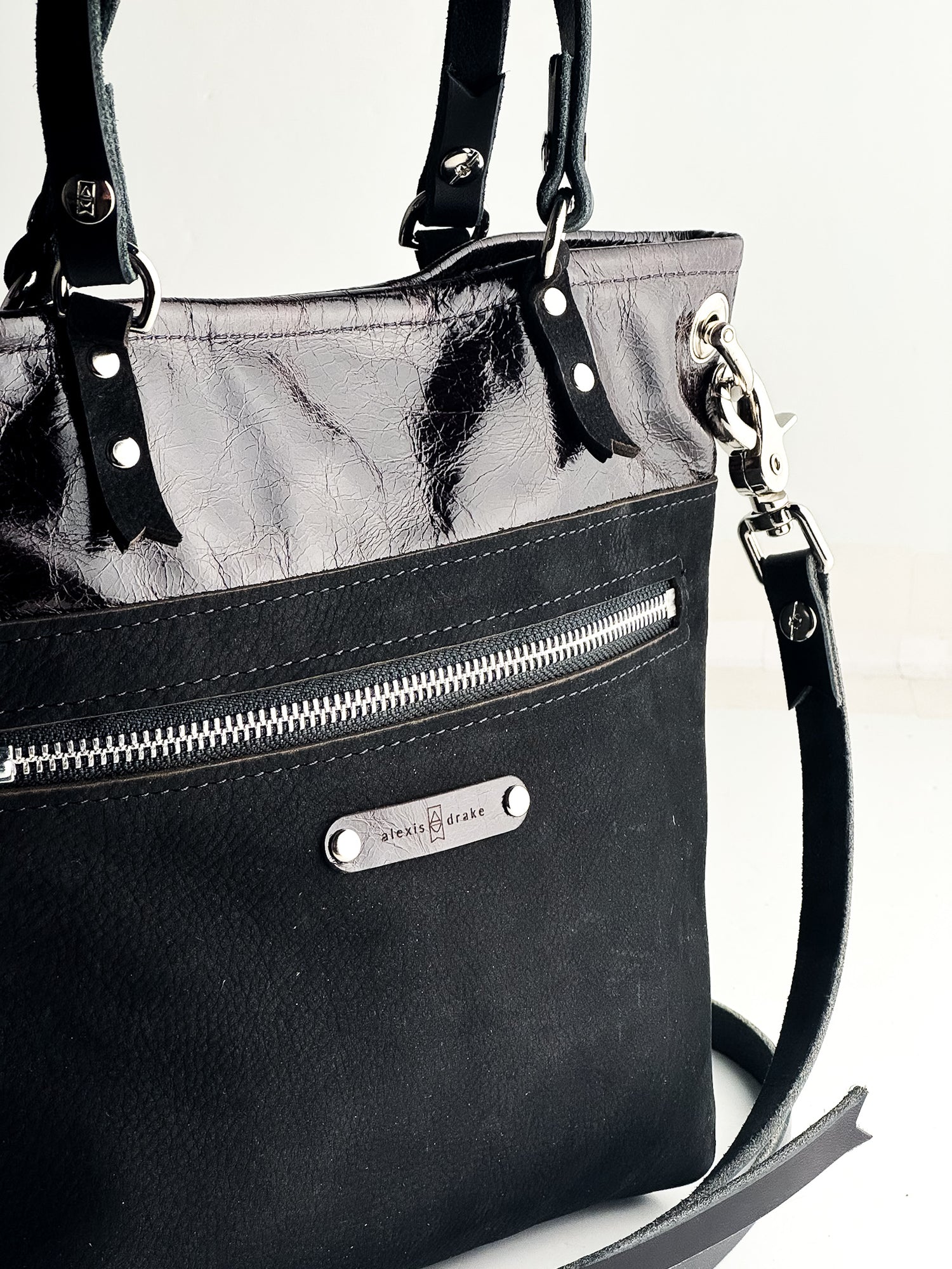 Midnight in Paris Collection | Amika Satchel + Crossbody | Chocolate Truffle + Noir Suede