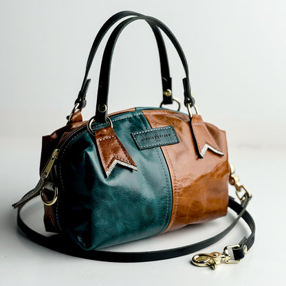 Western Woods Collection | Dolly Satchel + Crossbody | Teal Spruce + Bourbon