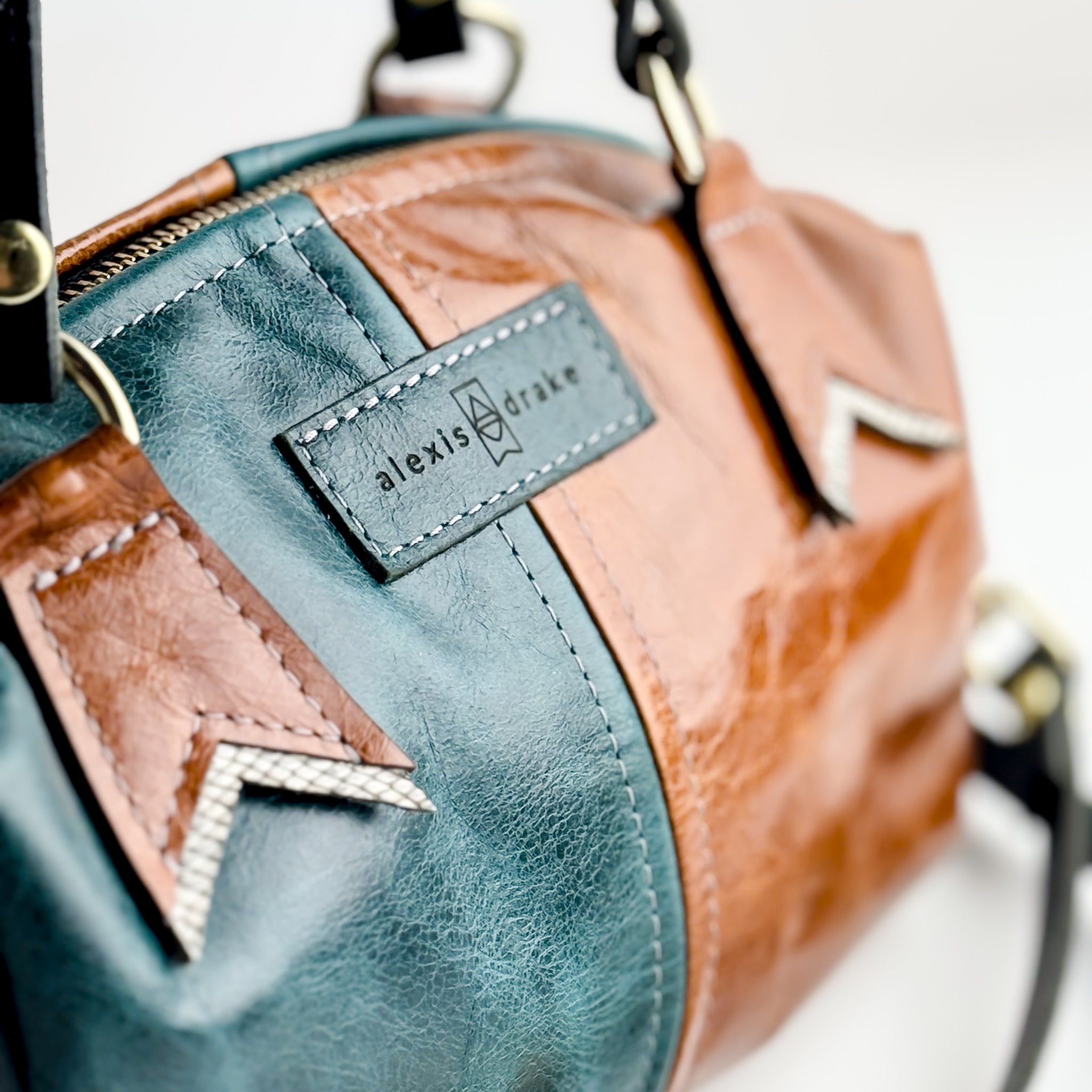 Western Woods Collection | Dolly Satchel + Crossbody | Teal Spruce + Bourbon