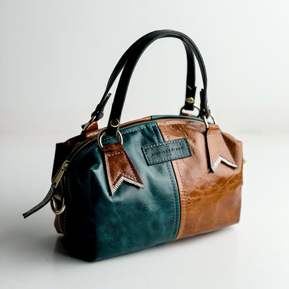 Western Woods Collection | Dolly Satchel + Crossbody | Teal Spruce + Bourbon