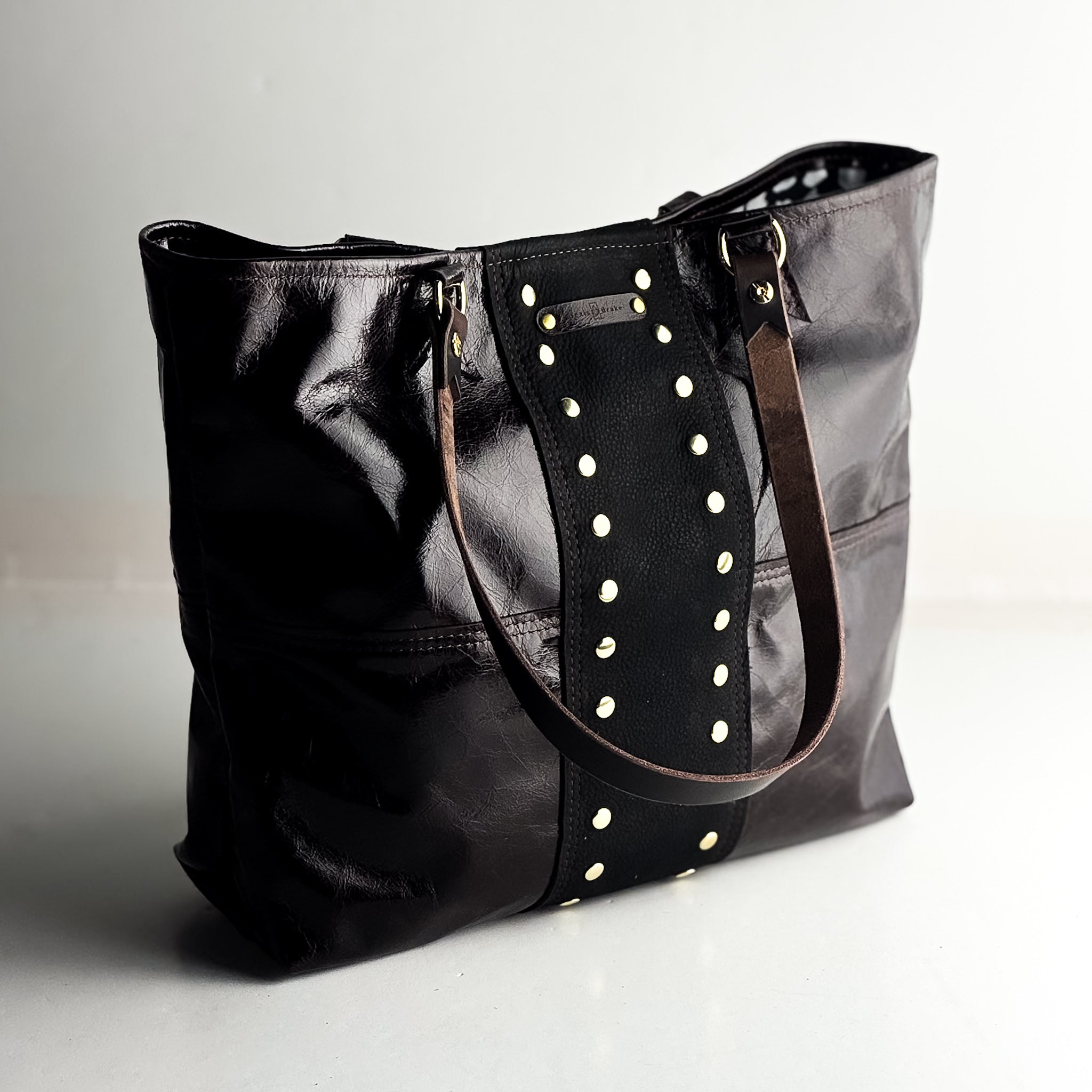Midnight in Paris Collection | 9 to 5 Shoulder Tote | Chocolate Truffle + Noir Suede