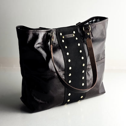 Midnight in Paris Collection | 9 to 5 Shoulder Tote | Chocolate Truffle + Noir Suede