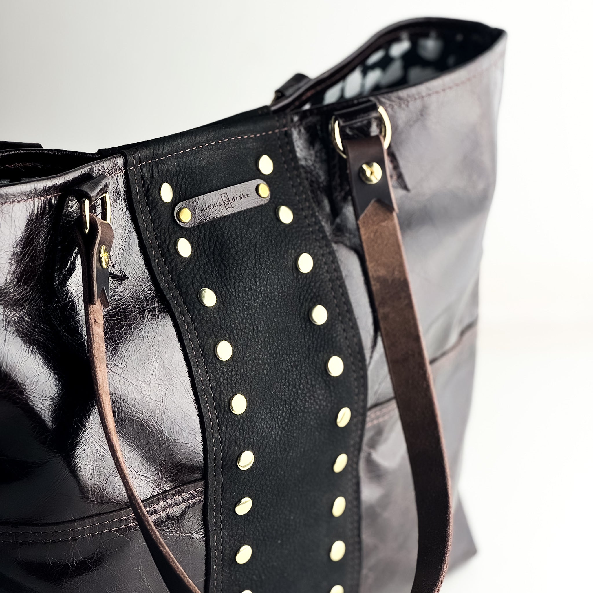 Midnight in Paris Collection | 9 to 5 Shoulder Tote | Chocolate Truffle + Noir Suede