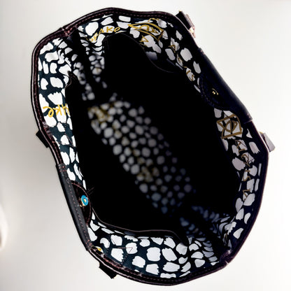 Midnight in Paris Collection | 9 to 5 Shoulder Tote | Chocolate Truffle + Noir Suede