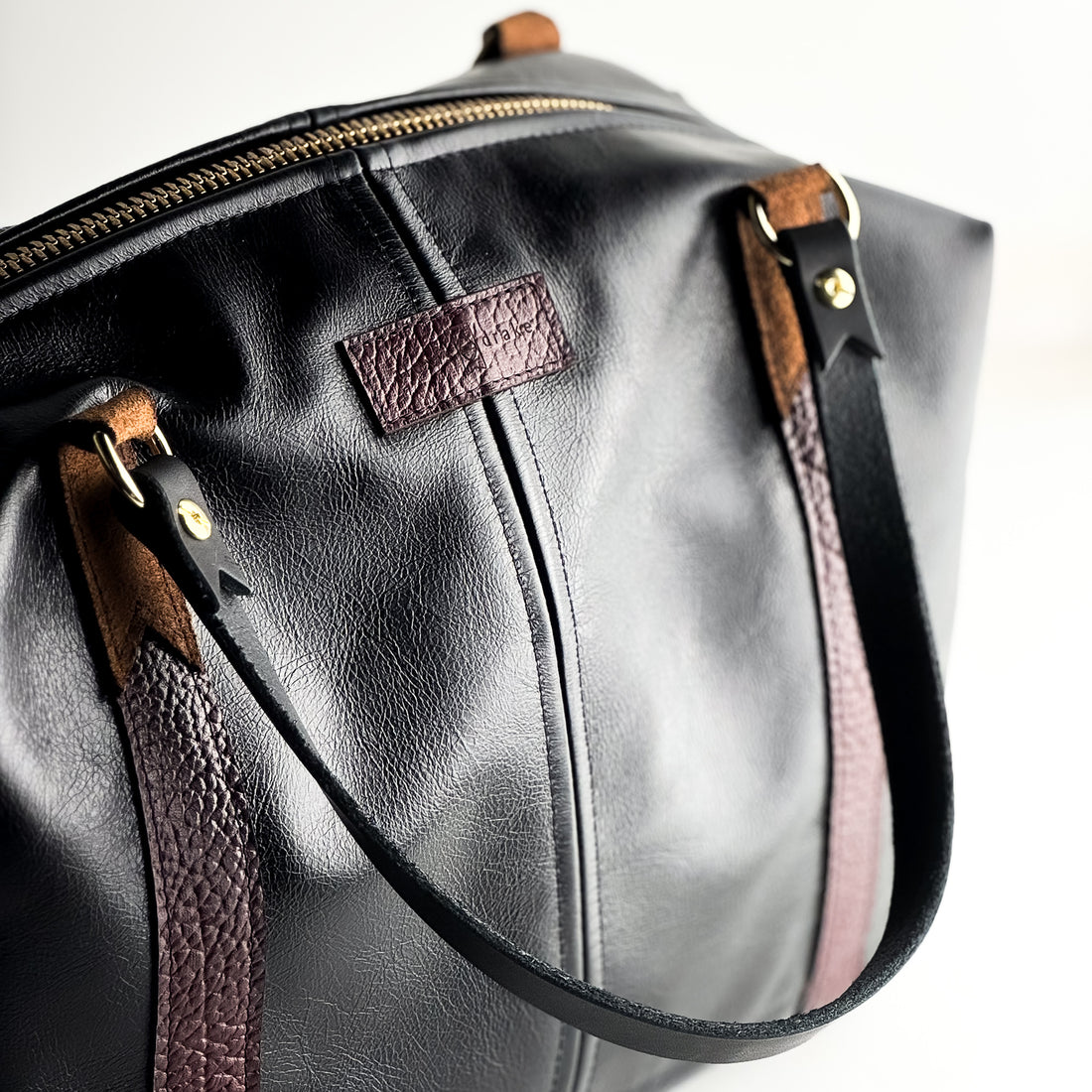 French Collection | Eliza Traveler Tote | Black + Rugged Burgundy