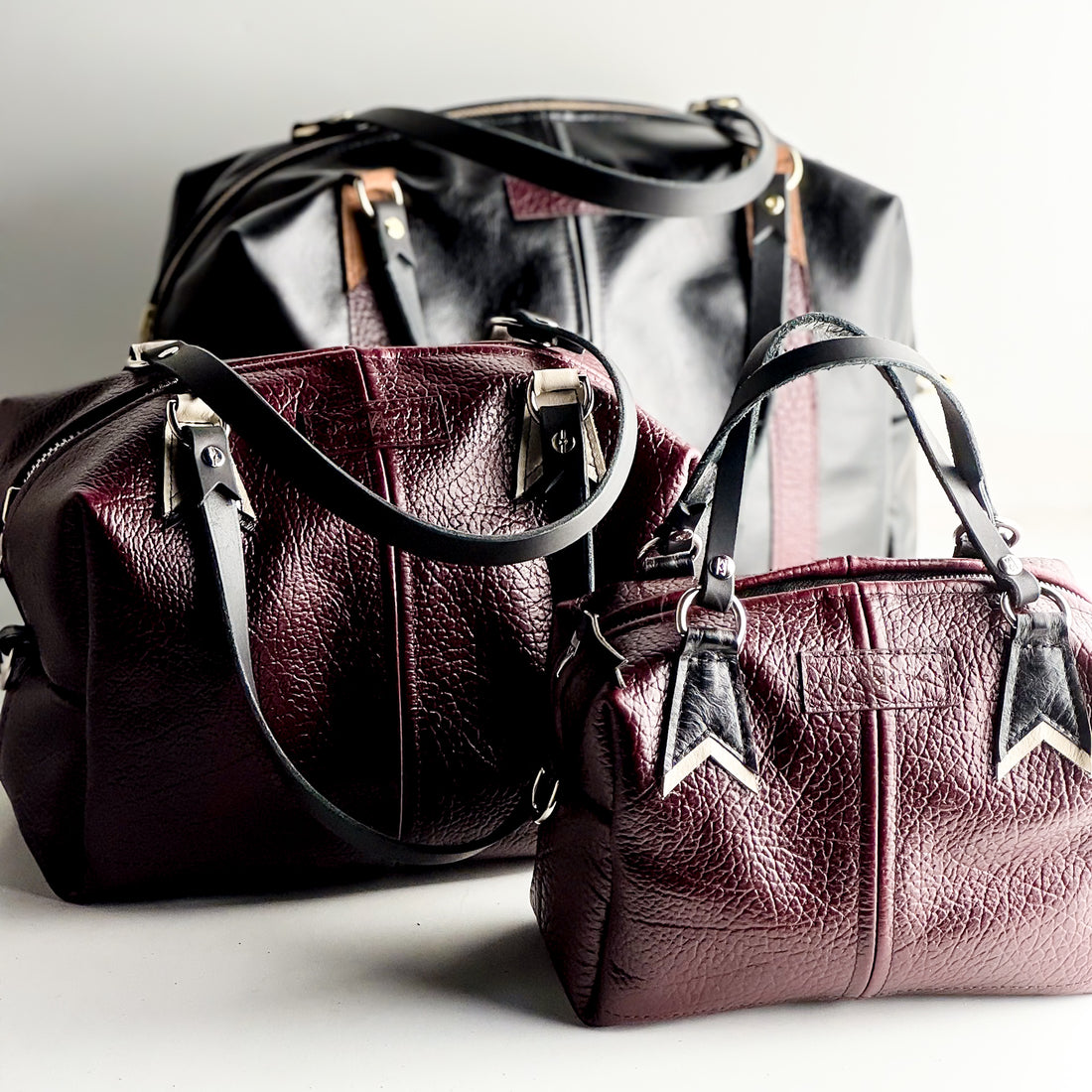 French Collection | Ruthie Satchel + Shoulder Tote | Rugged Burgundy