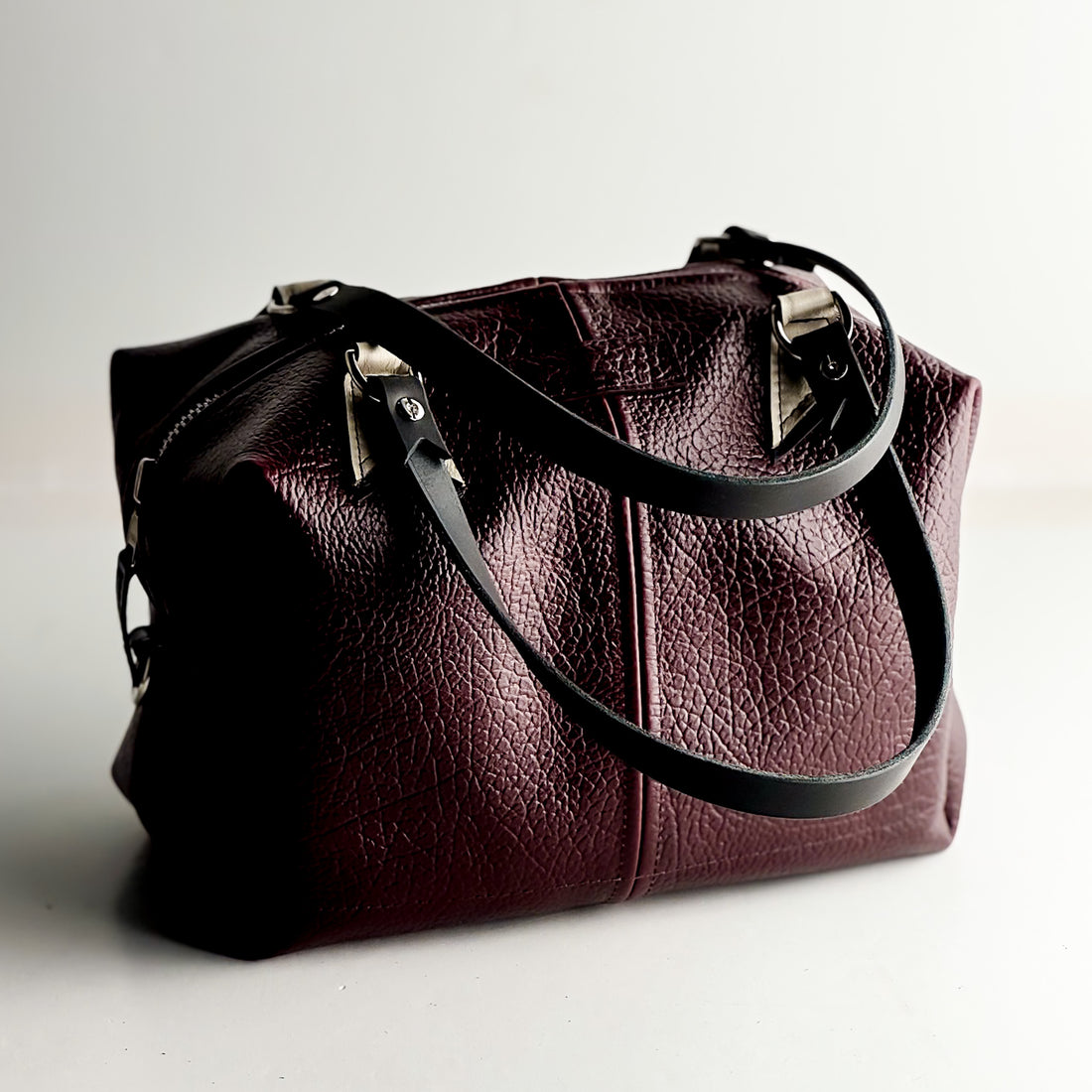 French Collection | Ruthie Satchel + Shoulder Tote | Rugged Burgundy