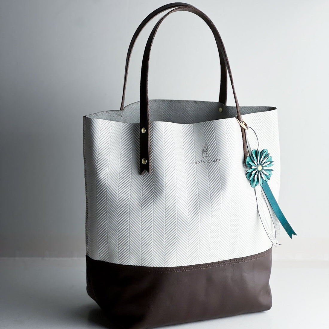 Tote Tuesday Collection | Market Tote | White Embossed + Chocolate
