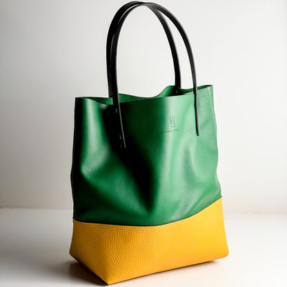 Made To Order | Bison Collection | Market Tote | Kelly Green + Mustard