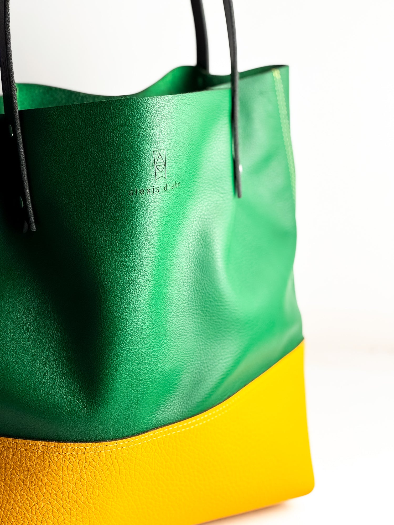 Made To Order | Bison Collection | Market Tote | Kelly Green + Mustard