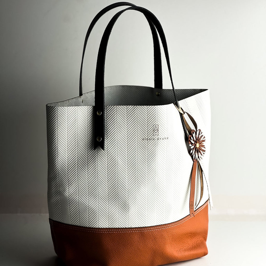 Tote Tuesday Collection | Market Tote | White Embossed + Cognac