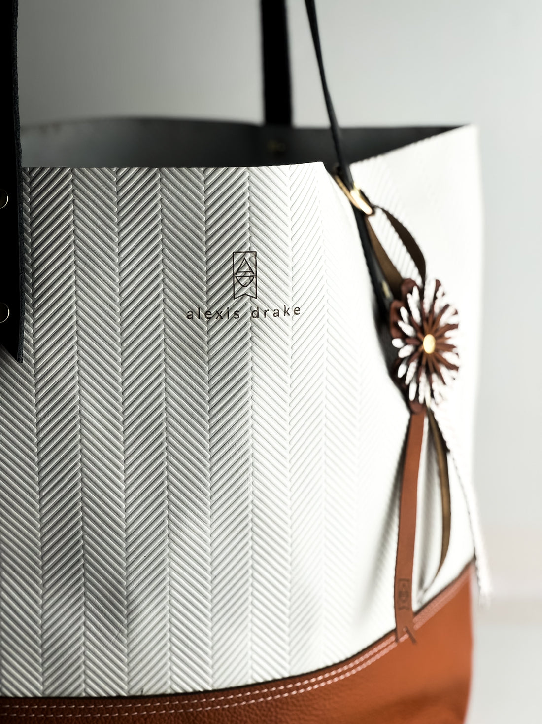 Tote Tuesday Collection | Market Tote | White Embossed + Cognac